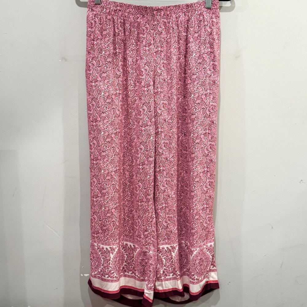 J. Jill Pink Paisley Wide Leg Crop Pants with Pockets NWOT - Picture 6 of 13